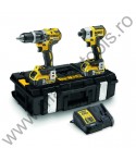 DEWALT Set DCD796 masina de gaurit si insurubat cu percutie si DCF887 masina de insurubat cu percutie DCK266P2