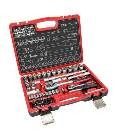 HILLEN & MOHR TOOLS Trusa chei tubulare 1/2,1/4 Cr-V,72 buc 17K072