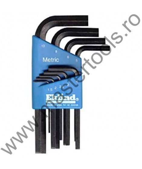 EKLIND Set 9 chei locas hexagonal scurte in suport de plastic