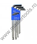EKLIND Set 9 chei locas hexagonal lungi cu cap sferic in suport de plastic