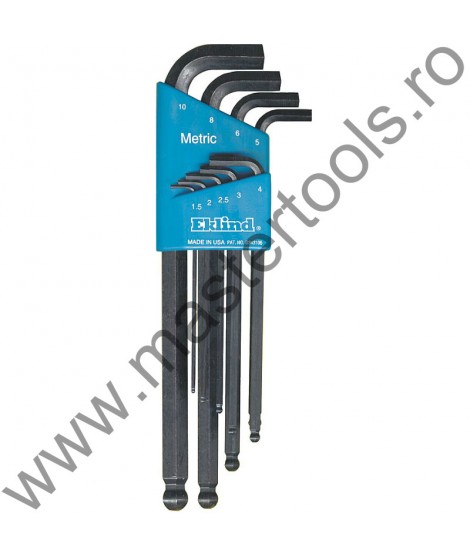 EKLIND Set 9 chei locas hexagonal lungi cu cap sferic varianta Stubby in suport de plastic