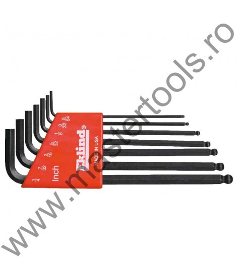 EKLIND Set 7 chei locas hexagonal lungi cu cap sferic in suport de plastic