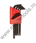 EKLIND Set 12 chei locas hexagonal lungi cu cap sferic in suport de plastic