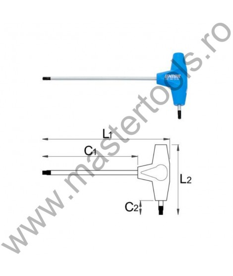 UNIOR Cheie cu maner in T cu profil TX 193TX, TX 6