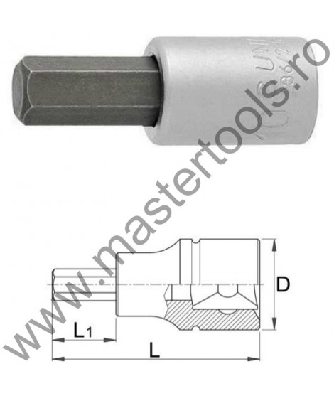 UNIOR Capat cheie tubulara cu profil hexagonal exterior 3/8" - 236/2HX, 4 mm