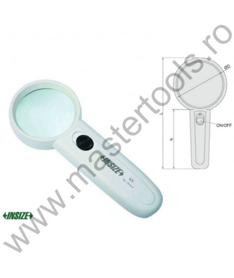 INSIZE Lupa, marire 4X, cu LED