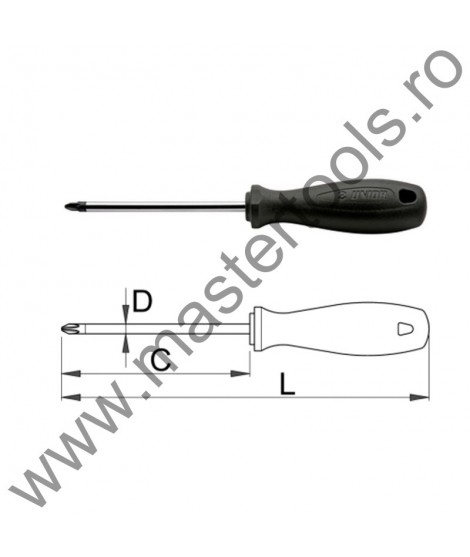 616396 UNIOR Surubelnita profil Pozidrive, PZ 3, maner polipropilena