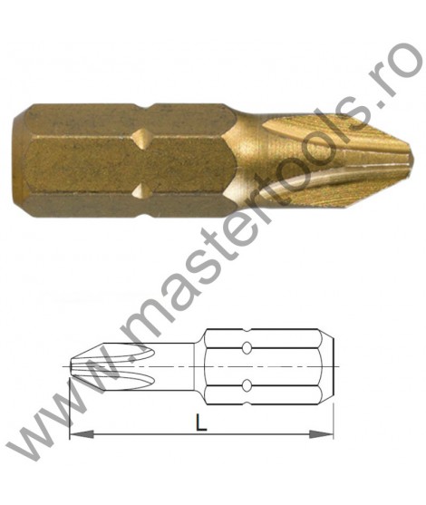 COBIT Set 10 Biti TiN CVD 1/4" DIN/ISO 1173 - Forma C 6,3 - profil Phillips