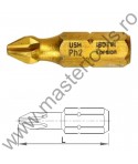 USH Bit hexagonal 1/4" DIN 3126 - Forma C 6,3 - profil Phillips - ISOTIN® PH