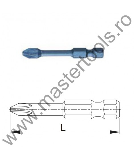 USH Seturi 5 Biti hexagonali 1/4" BLUE SHOCK Forma E 6,3 - profil Phillips