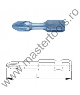 USH Seturi Biti hexagonali 1/4" de IMPACT BLUE SHOCK DIN/ISO 1173 Forma E 6,3 - profil Pozidrive