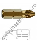 COBIT Bit TiN CVD 1/4" DIN/ISO 1173 - Forma C 6,3 - profil Pozidriv