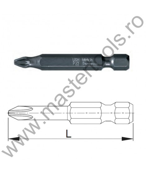 USH Seturi 5 Biti hexagonali 1/4" DIN 3126 - Forma E 6,3 - profil Pozidriv lung - INDUSTRY PZ L