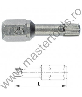 COBIT Biti TORSION 1/4" DIN/ISO 1173 Forma C 6,3 profil TORX T-Rip