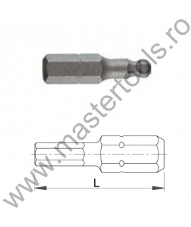 COBIT Biti STANDARD 25 mm 1/4" DIN/ISO 1173 Forma C 6,3 - profil hexagon cu bila