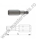 COBIT Biti STANDARD 25 mm 1/4" DIN/ISO 1173 Forma C 6,3 - profil hexagon cu bila