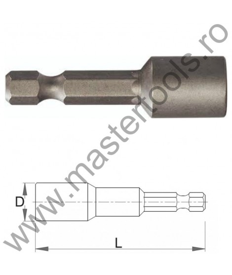 COBIT Biti tubulari 50 mm cu magnet 1/4" E 6,3