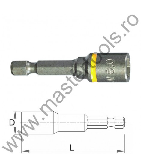 COBIT Biti tubulari de IMPACT 50 mm cu magnet 1/4" E 6,3