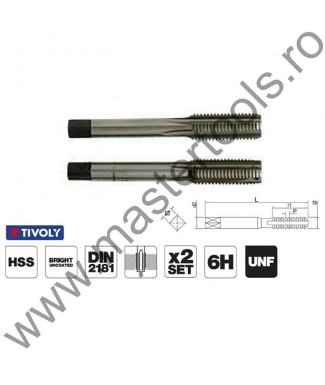 TIVOLY Seturi 2 tarozi pentru gauri strapunse DIN 2181 UNF, HSS 9521021