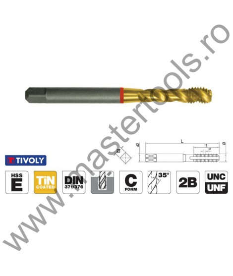 TIVOLY Tarozi de masina, filet UNC/UNF, similar DIN 371/376, HSS-E TiN 962ST51