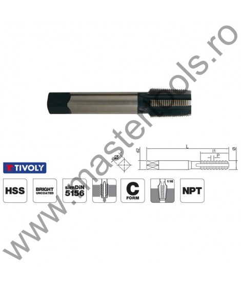 TIVOLY Tarozi scurti de masina, pentru filet NPT, similar DIN 5156 HSS-G 9643011