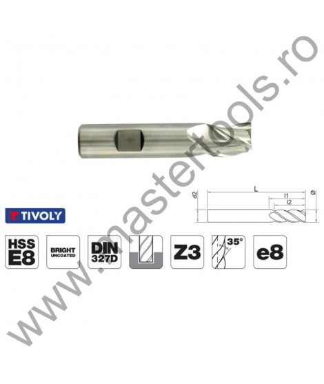 TIVOLY Freze cilindro frontale HSS-E8, DIN 327D, Z3 8030111