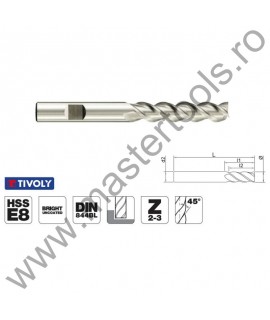 TIVOLY Freze cilindro frontale lungi, HSS-E8, DIN 844BL, Z2-Z3 8030281
