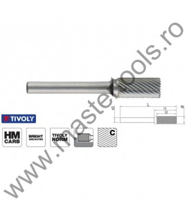 TIVOLY Freze din carbura de tungsten forma A - cilindrica cu cap taietor, tais simplu tip C 1031621