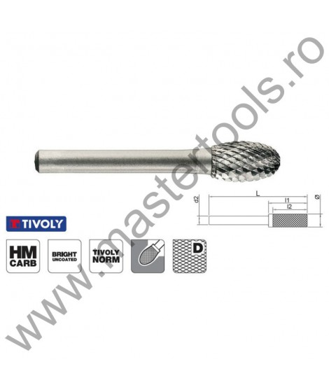 TIVOLY Freze din carbura de tungsten forma E - ovala, tais dublu incrucisat tip D 1031811