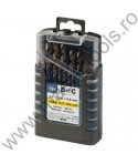 BOHRCRAFT Set burghie cilindrice scurte pentru metal DIN 338 tip N 130 grade HSS-E Co 1,0-10,0 mm 19 piese VE10