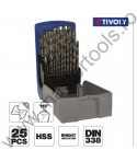 TIVOLY Set burghie DIN 338, rectificate, HSS 1-13 mm x 0,5 mm 25 piese 11452070017