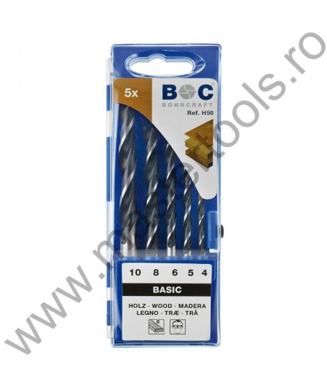 BOHRCRAFT Trusa burghie CV pentru lemn, 4-10, 5 piese