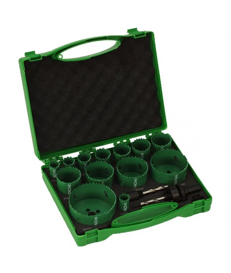 4101076 HIKOKI Set 13 carote HSS Bimetal 19-82 mm 2 adaptoare de prindere