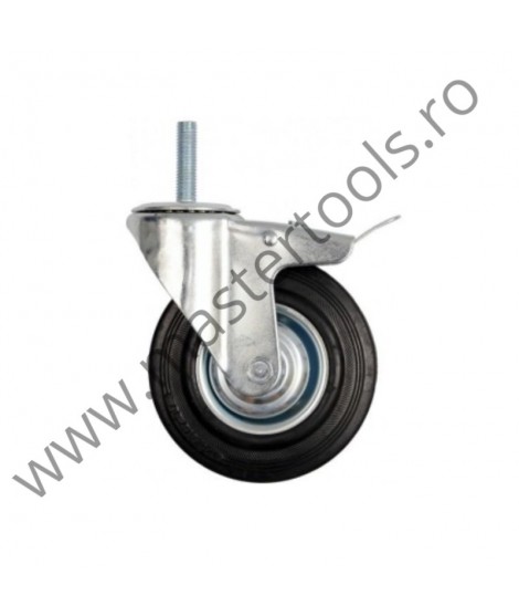 VOREL 87331 Roata mobila din cauciuc pe filet cu frana 75 mm 40 kg