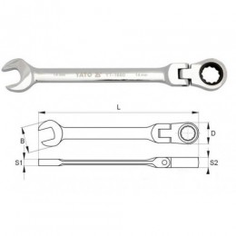 YT-1674 Cheie combinata cu clichet si cap flexibil YATO