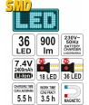 YT-08533 Yato Lampa 36 leduri capota masina acumulator 7.4 V 2400 mAh