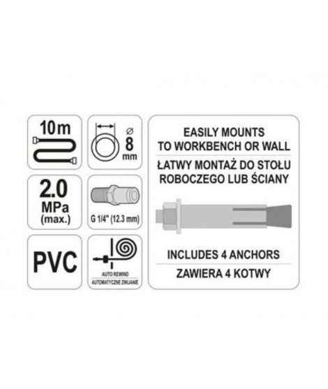 YT-24242 Yato Furtun aer cu tambur automat 10 m interior 8 mm