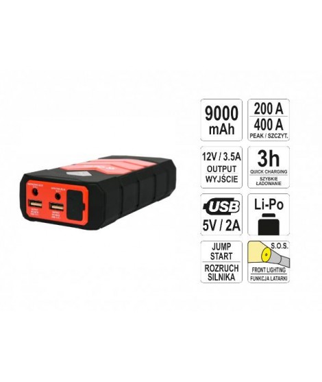 YT-83081 Yato Acumulator extern BOOSTER Li-Po capacitate 9000 mAh