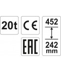 YT-17007 Yato Cric hidraulic ridicare maxim 20 T inaltime 242 - 452 mm