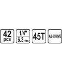 58641 STHOR Trusa tubulare 42 piese, prindere patrat 1/4"