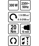 78990 STHOR Masina de gaurit putere 300 W cuplu 20 Nm prindere 10 mm