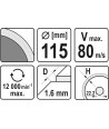 YT-59971 Yato Disc diamantat gresie,faianta 115 x 22.2 x 1.6 mm