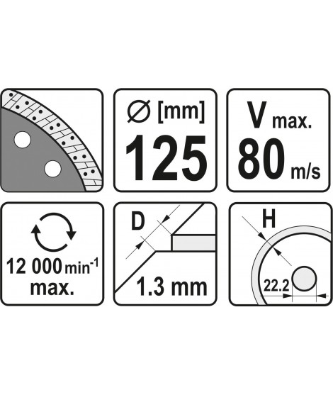 YT-59982 Yato Disc diamantat gresie,faianta,ceramica 125x22.2 x 1.3 mm