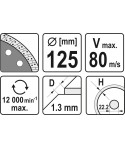 YT-59982 Yato Disc diamantat gresie,faianta,ceramica 125x22.2 x 1.3 mm