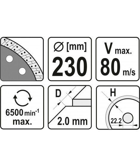 YT-59985 Yato Disc diamantat faianta,gresie,ceramica 230 x 22.2 x 2 mm