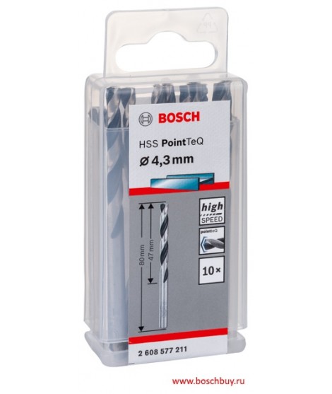 2608577211 BOSCH Set 10 burghie pentru gaurit metal diametru 4.3 mm
