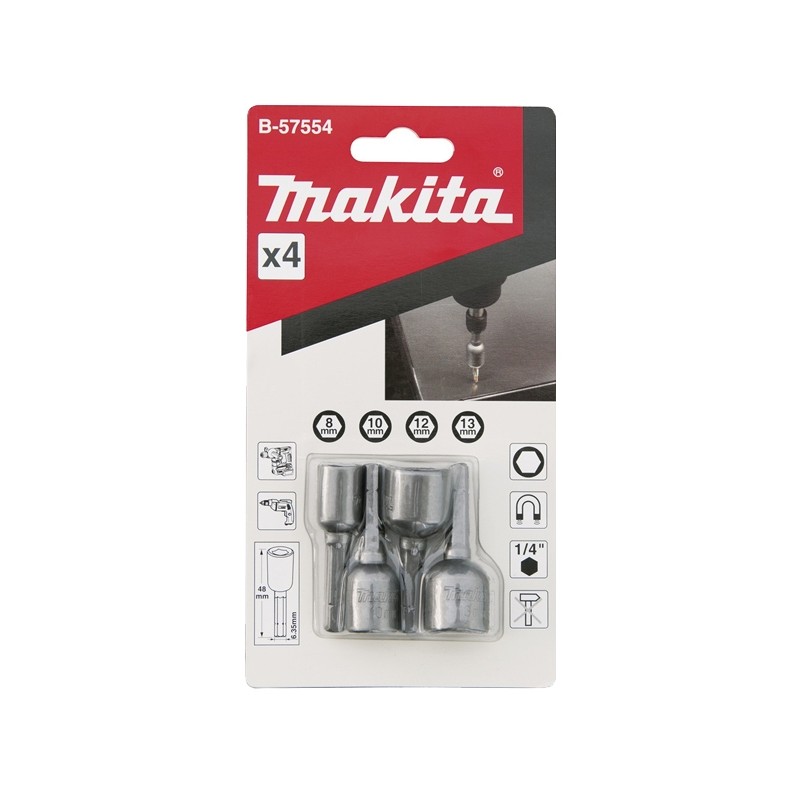 B-57554 Makita Set 4 chei tubulare prindere hexagonala 1/4