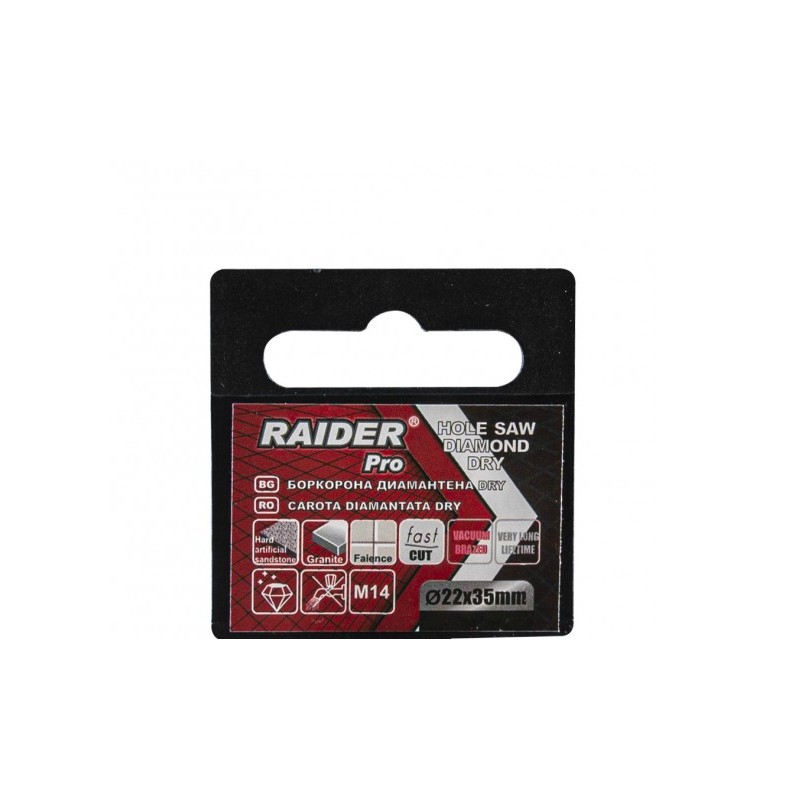 157844 RAIDER Carota diamantata polizor unghiular prindere M14 22x35mm