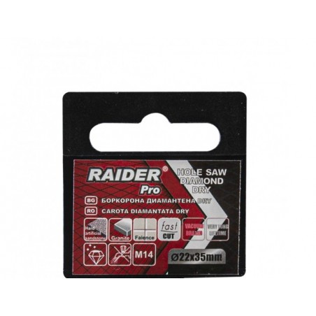 157844 RAIDER Carota diamantata polizor unghiular prindere M14 22x35mm