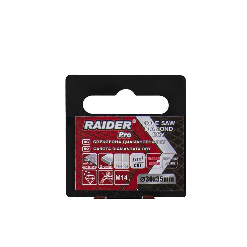 157846 RAIDER Carota diamantata polizor unghiular prindere M14 30x35mm